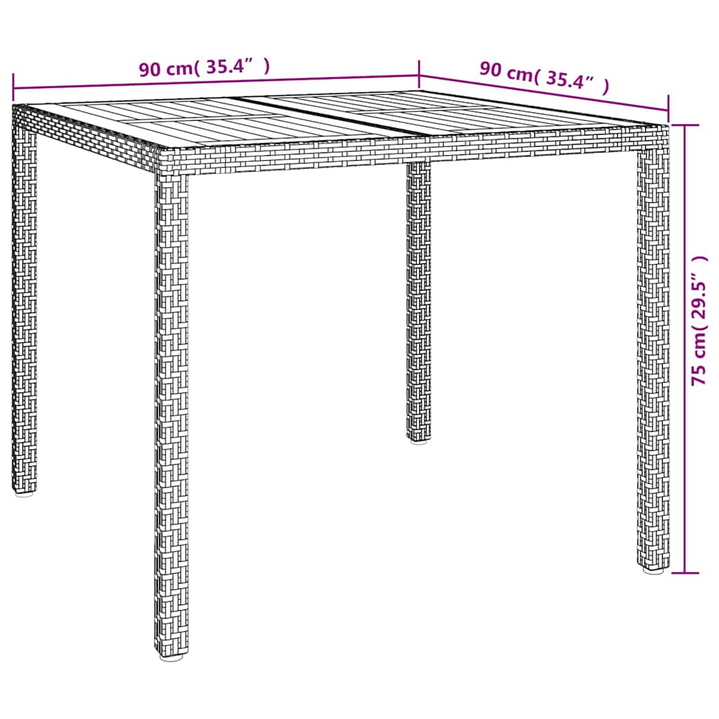 Havemøbel Bord Grå 90 x 90 x 75 cm polyrattan