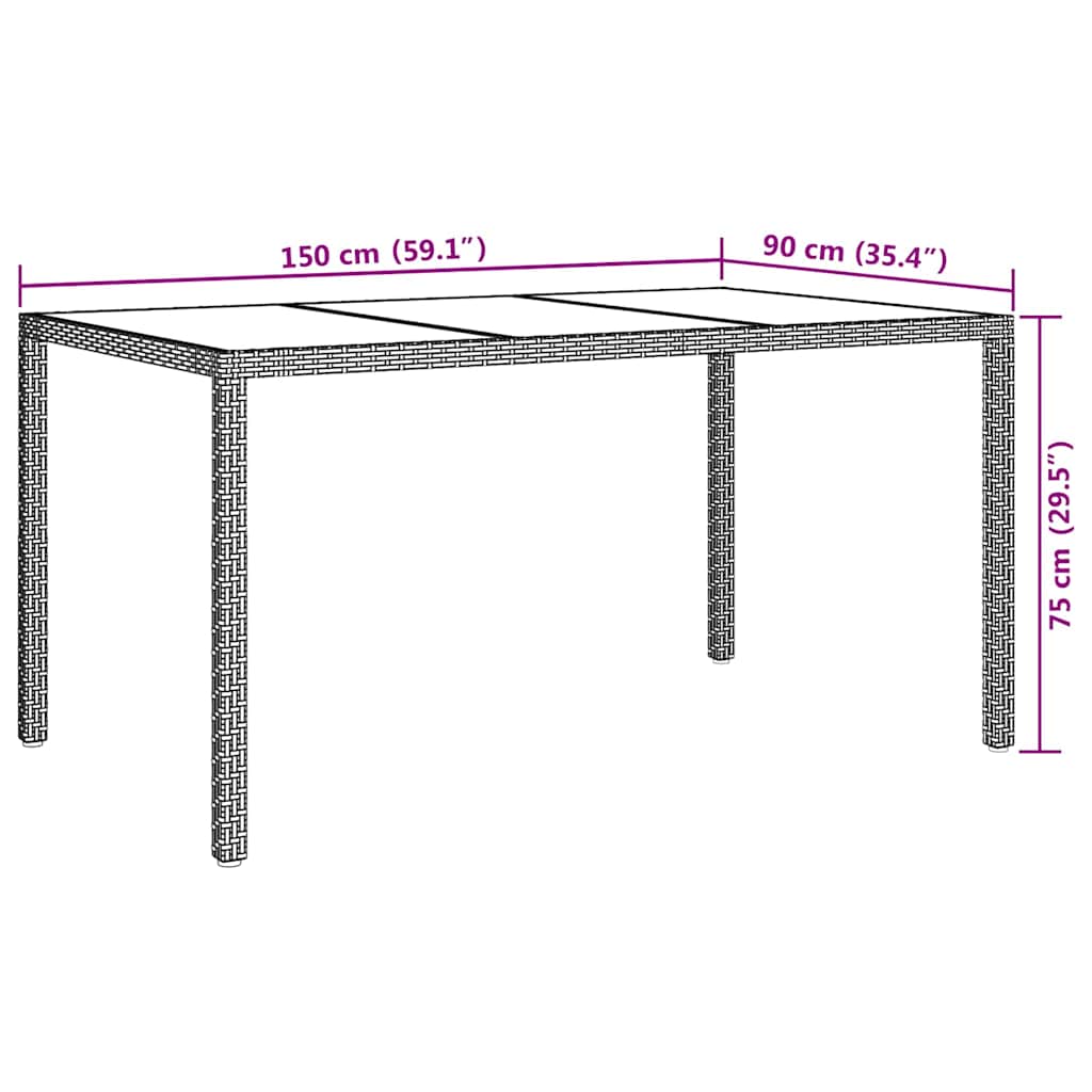 Havemøbel Bord Hvid 150 x 90 x 75 cm polyrattan