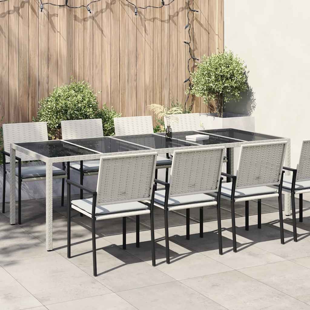 havebord 250x100x75 cm polyrattan og hærdet glas hvid billede