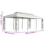pavillon med dobbelttag 6x3 m stål hvid