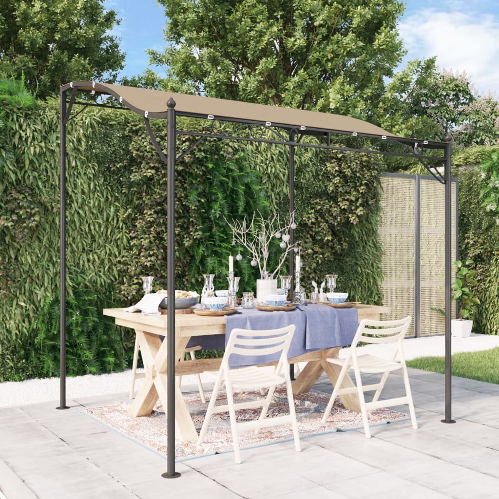 Baldakin 2 × 2,3 m i stof 180 g/m² med stålramme - gråbrun