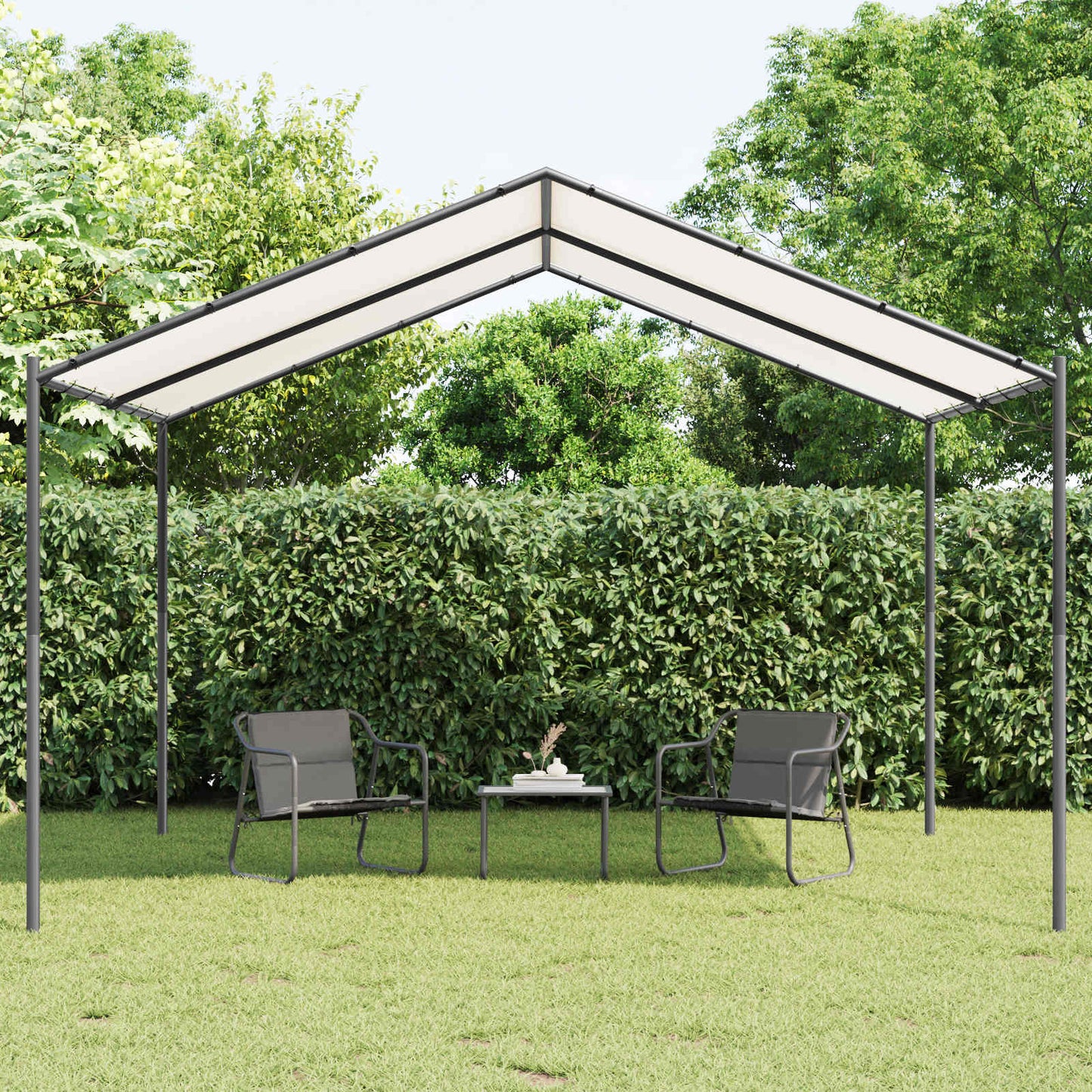 Pavillon 4 x 4 x 2,6 m Hvid Stål og Polyester 180 gsm