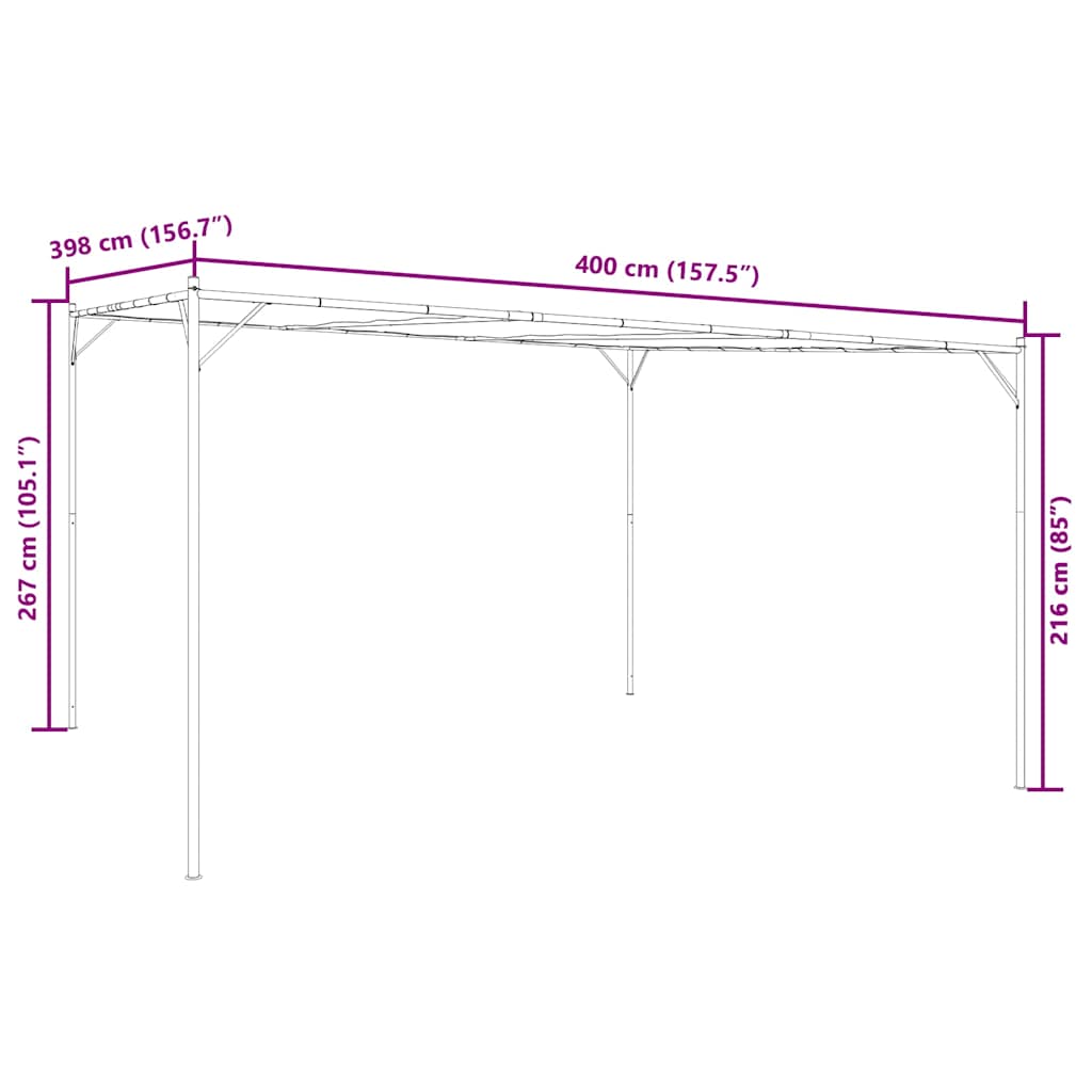 pavillon 4x4 m 180 g/m² stof og stål hvid