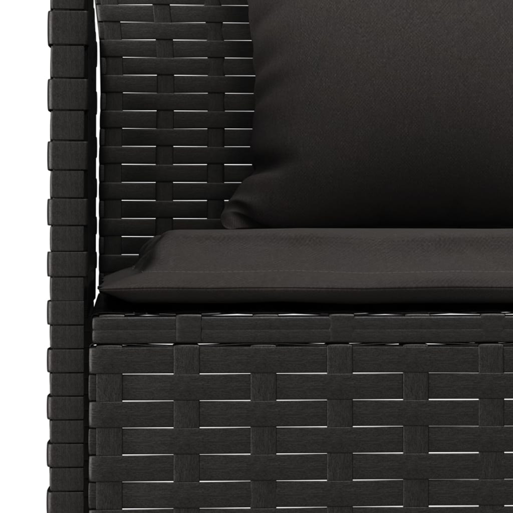 L-formet havesofa med hynder polyrattan sort