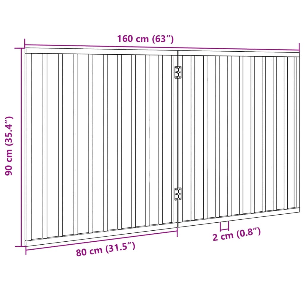 hundegitter foldbart 2 paneler sort 160 cm poppeltræ