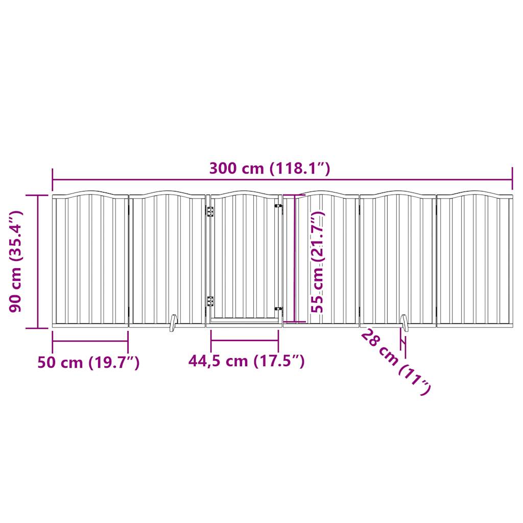 hundegitter med dør, foldbar, 6 paneler, 300 cm poppeltræ