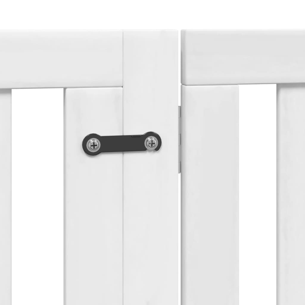 hundelåge med dør 4 paneler 320 cm foldbar poppeltræ hvid