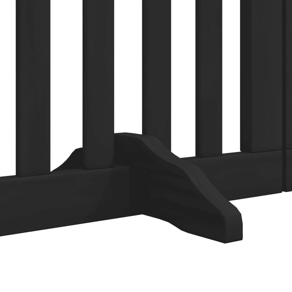 hundelåge med dør 6 paneler 300 cm foldbar poppeltræ sort