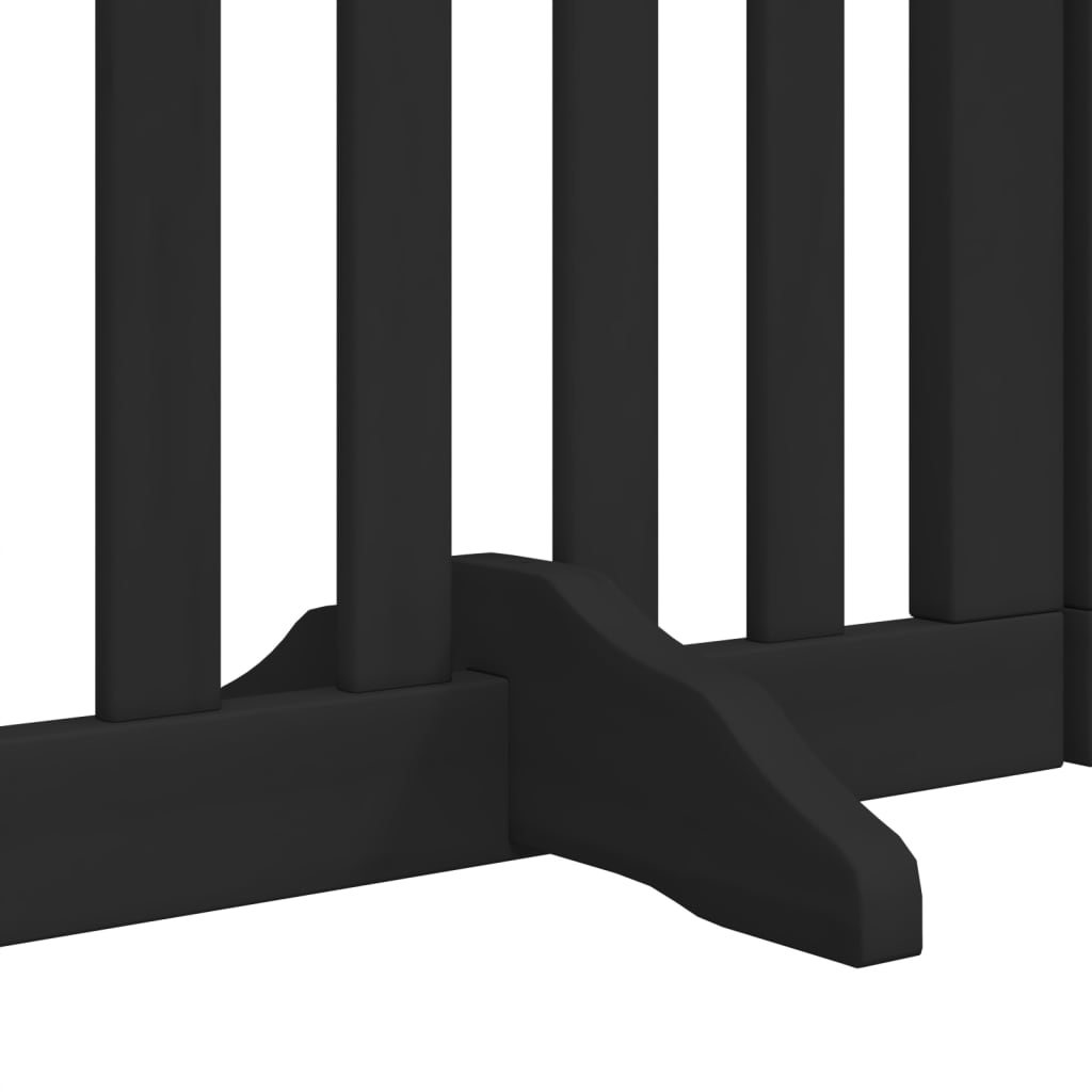 hundelåge med dør 6 paneler 300 cm foldbar poppeltræ sort