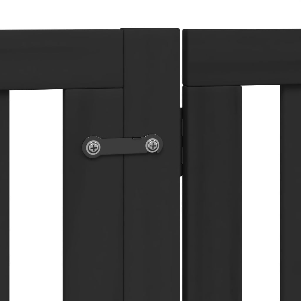 hundelåge med dør 4 paneler 300 cm foldbar poppeltræ sort