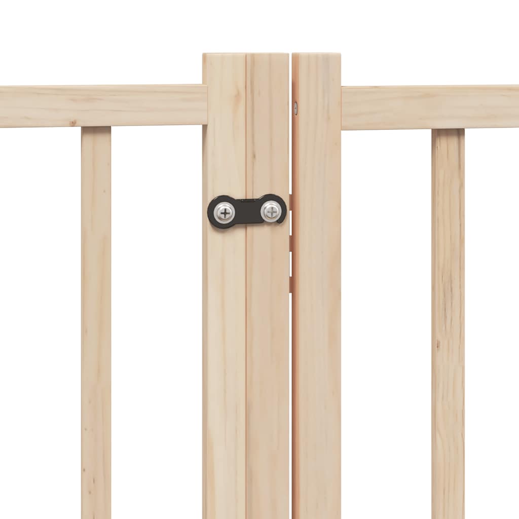 hundegitter med dør, foldbar, 4 paneler, 320 cm massivt træ, gran