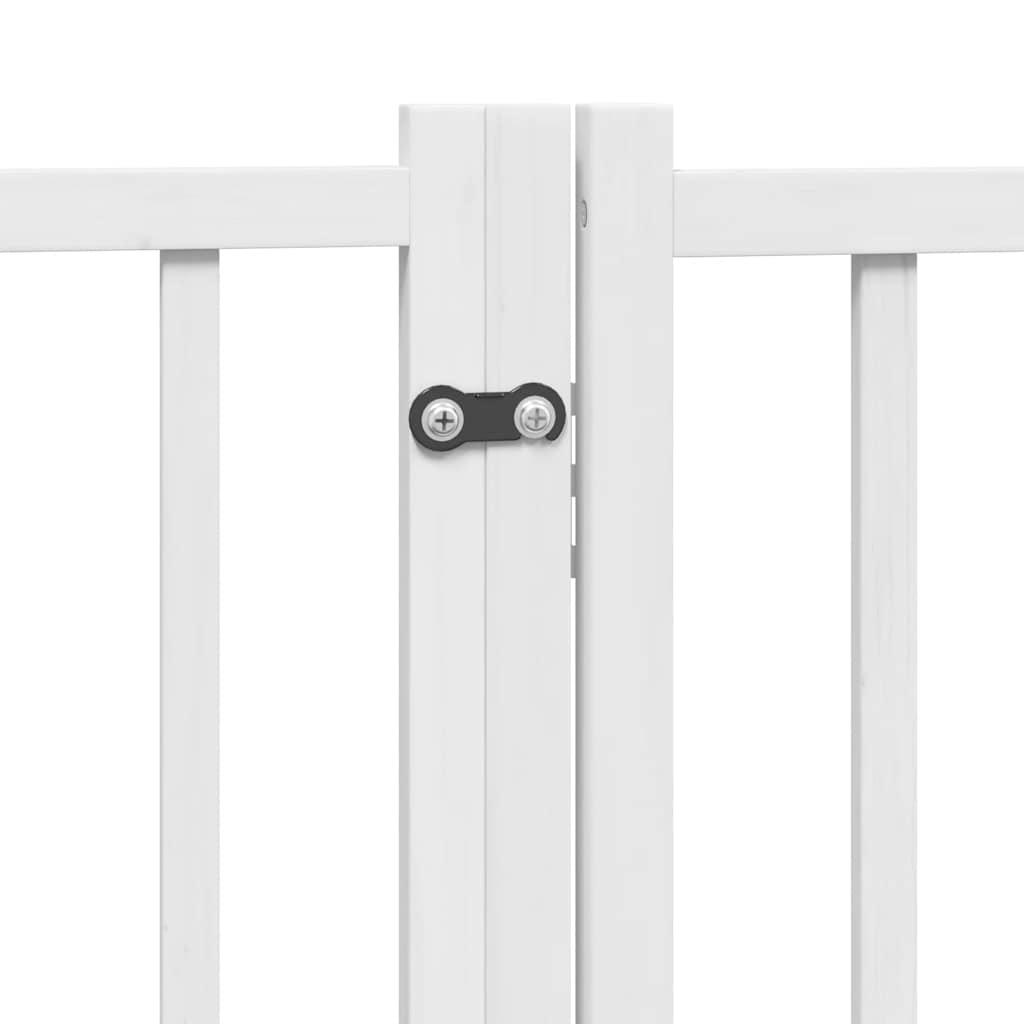 hundelåge m. dør 6 paneler 300 cm foldbar massivt gran hvid