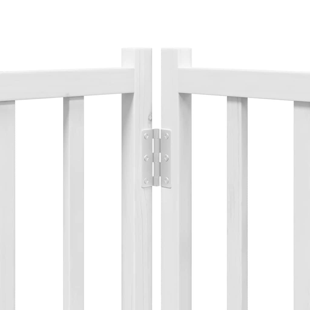 hundelåge m. dør 6 paneler 300 cm foldbar massivt gran hvid