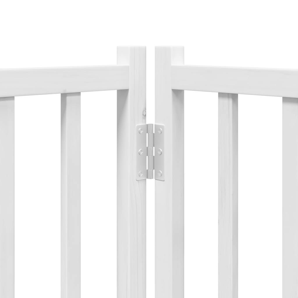 hundelåge m. dør 6 paneler 300 cm foldbar massivt gran hvid