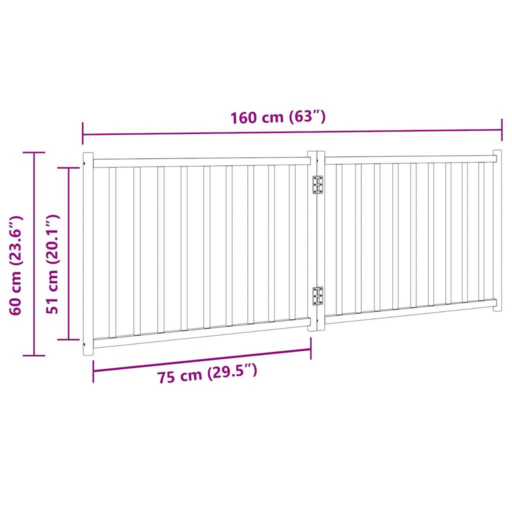 hundelåge 2 paneler 150 cm foldbar massivt gran hvid