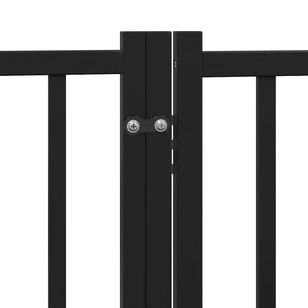 hundelåge m. dør 4 paneler 320 cm foldbar massivt gran sort