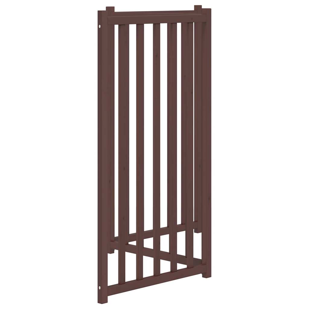 hundelåge m. dør 3 paneler 150 cm foldbar massivt gran brunt eg
