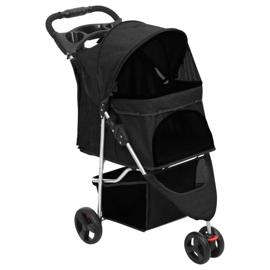 foldbar hundeklapvogn 80x46x98 cm oxfordstof sort billede
