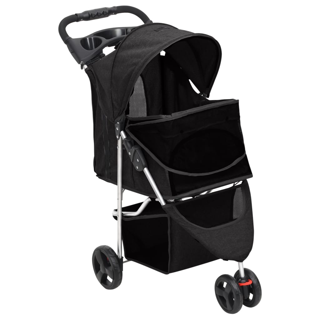 foldbar hundeklapvogn 80x46x98 cm oxfordstof sort