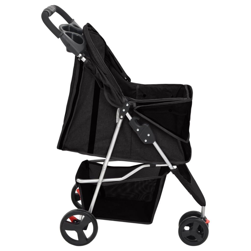 foldbar hundeklapvogn 80x46x98 cm oxfordstof sort