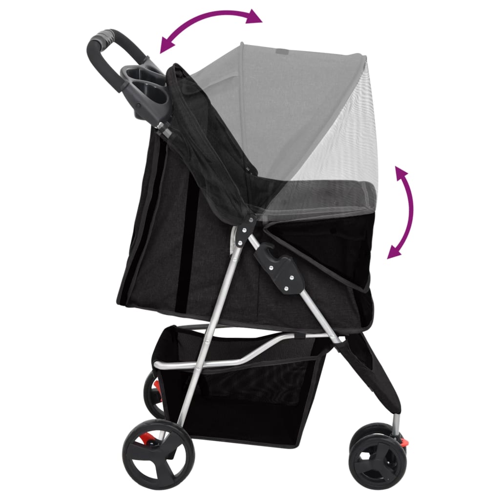 foldbar hundeklapvogn 80x46x98 cm oxfordstof sort