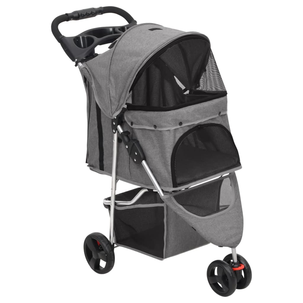 foldbar hundeklapvogn 80x46x98 cm oxfordstof grå billede