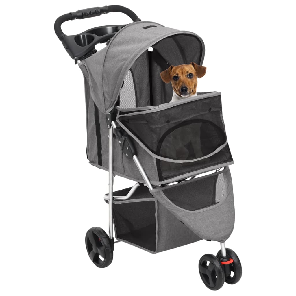 foldbar hundeklapvogn 80x46x98 cm oxfordstof grå