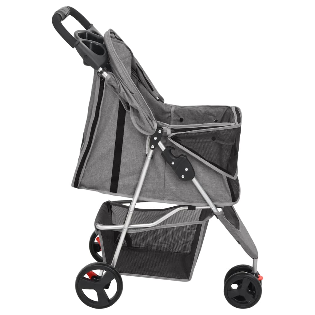 foldbar hundeklapvogn 80x46x98 cm oxfordstof grå