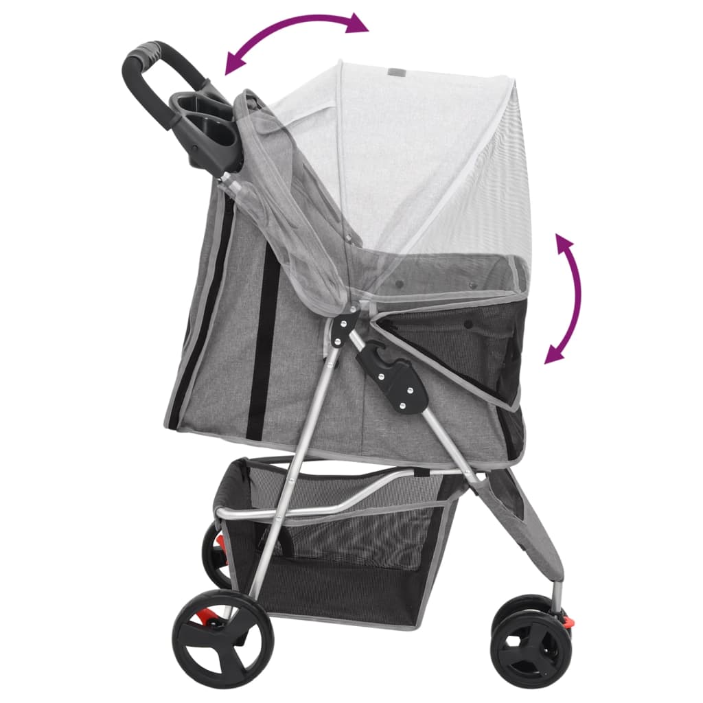foldbar hundeklapvogn 80x46x98 cm oxfordstof grå