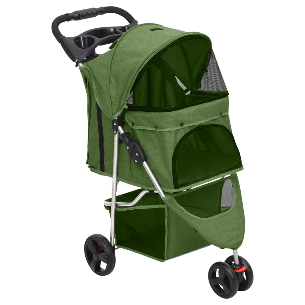 foldbar hundeklapvogn 80x46x98 cm oxfordstof grøn billede