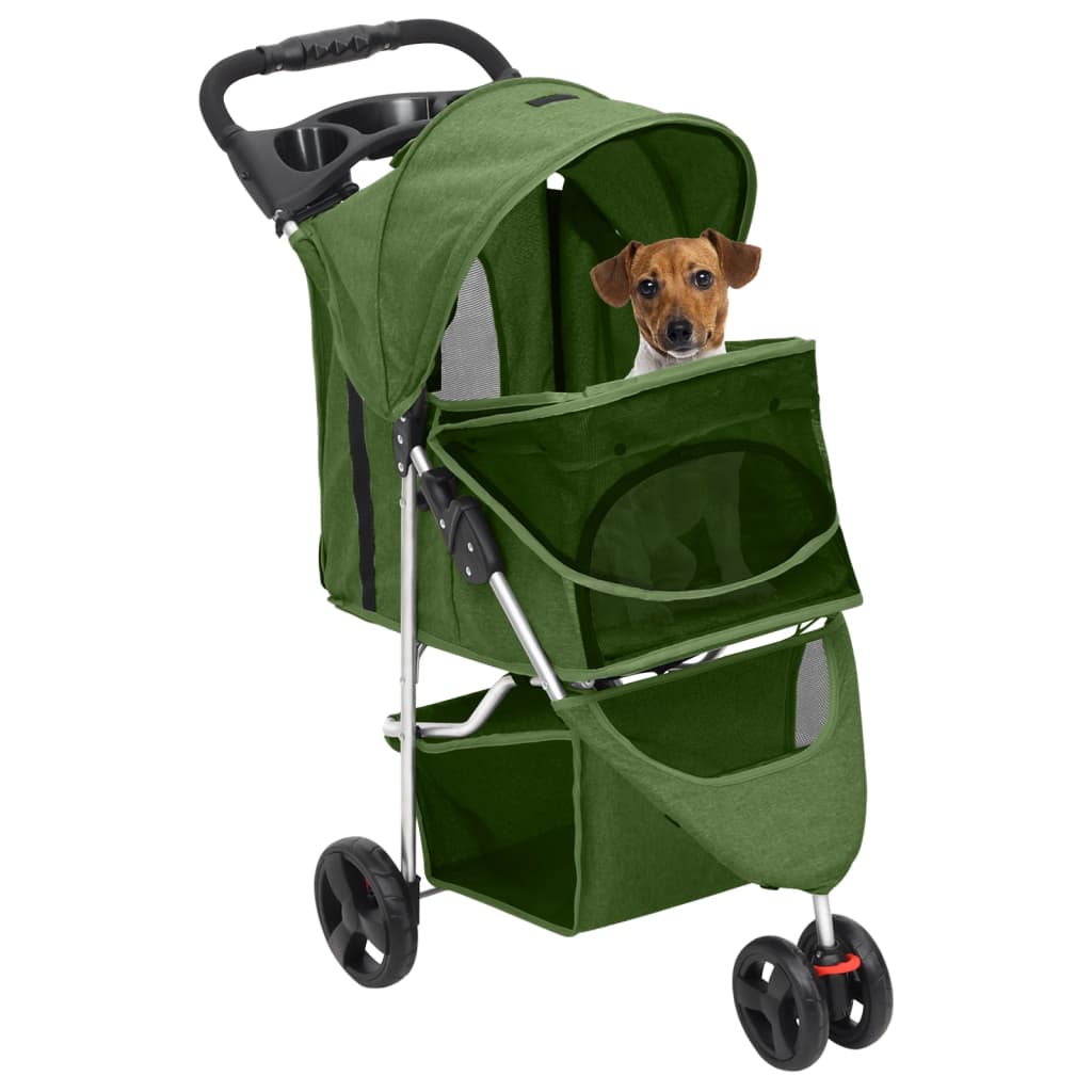 foldbar hundeklapvogn 80x46x98 cm oxfordstof grøn