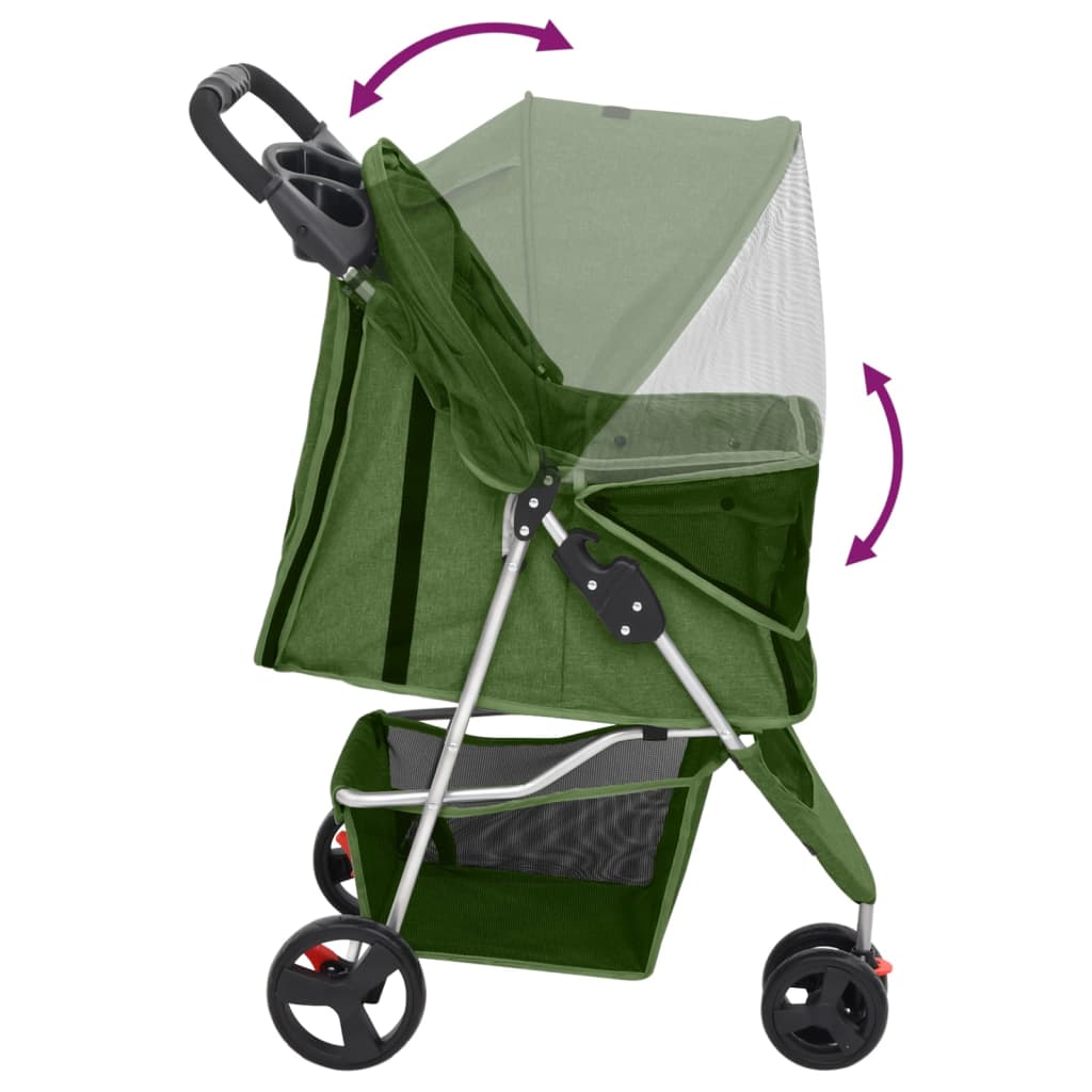 foldbar hundeklapvogn 80x46x98 cm oxfordstof grøn