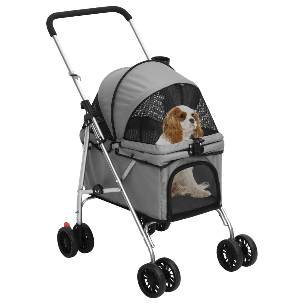 foldbar hundeklapvogn 76x50x100 cm oxfordstof grå