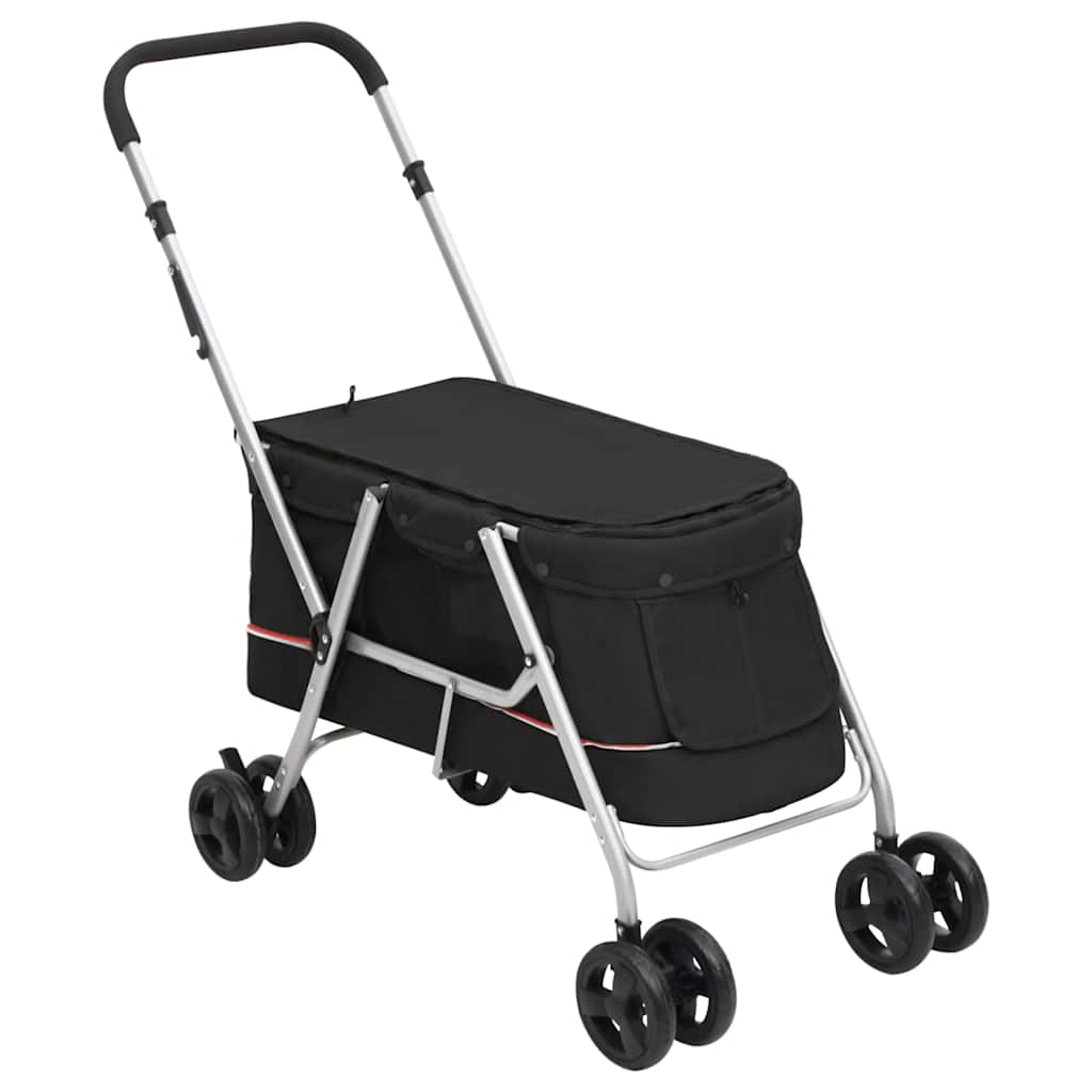 foldbar hundeklapvogn 100x49x96 cm linned sort billede