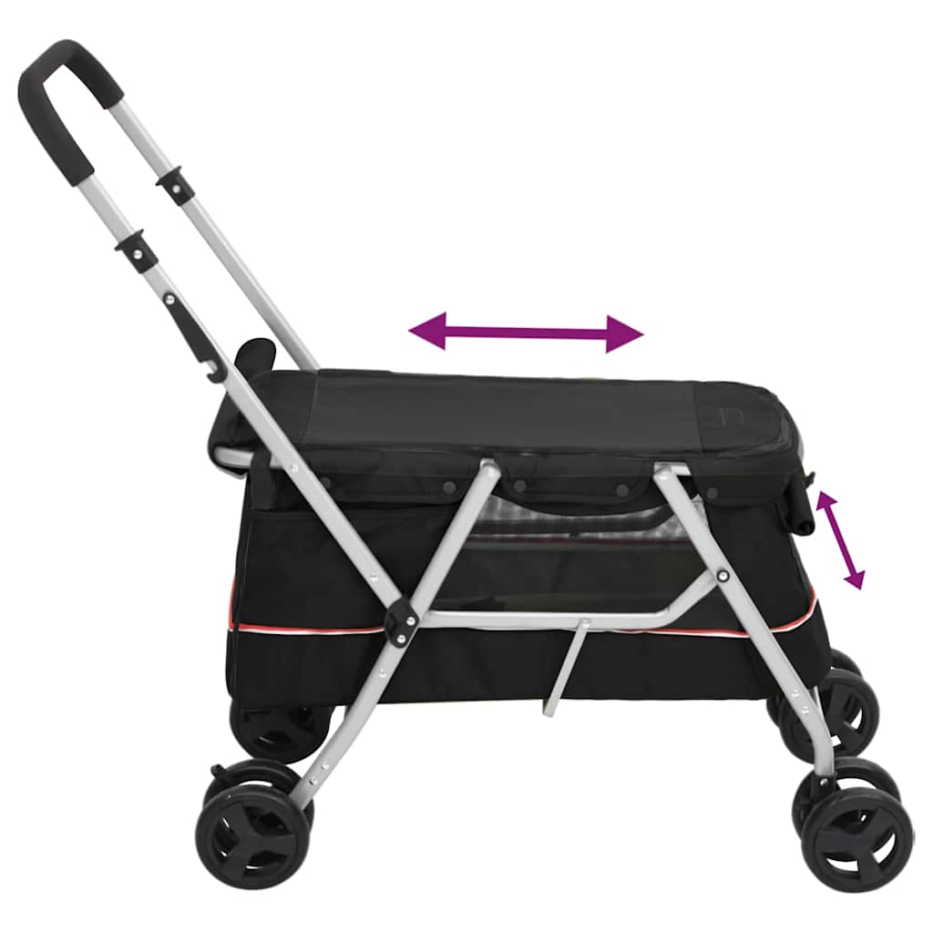 foldbar hundeklapvogn 100x49x96 cm linned sort