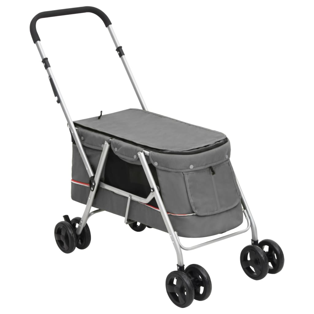 foldbar hundeklapvogn 100x49x96 cm linned grå billede