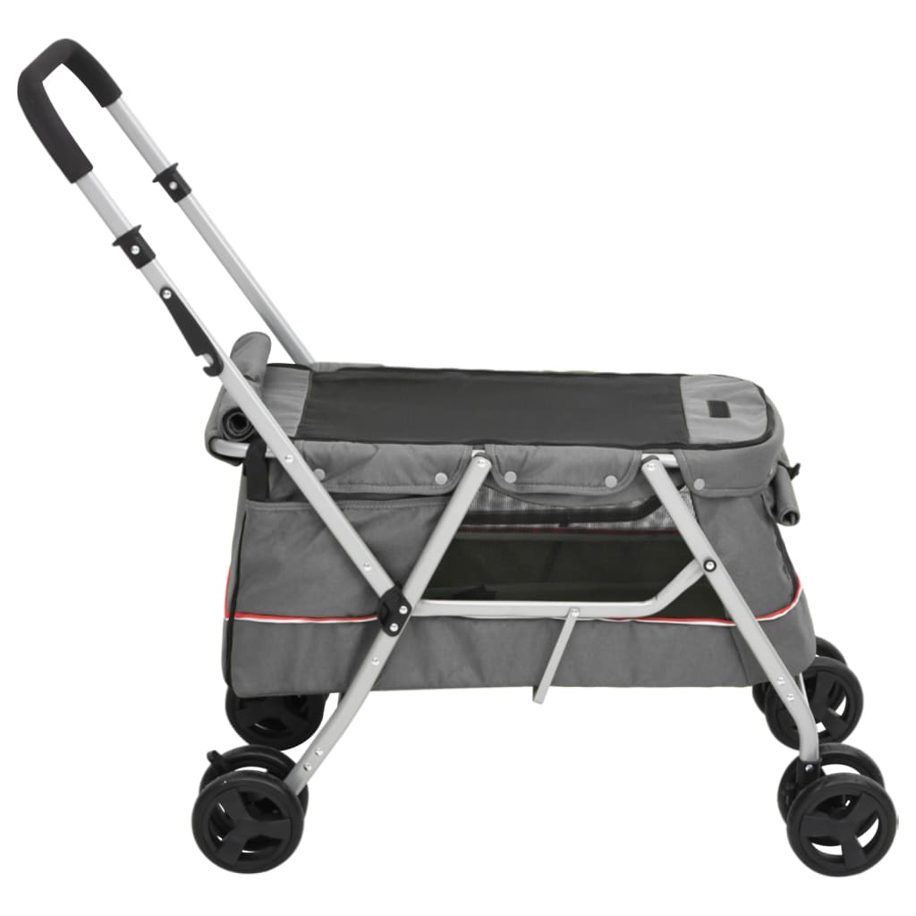 foldbar hundeklapvogn 100x49x96 cm linned grå