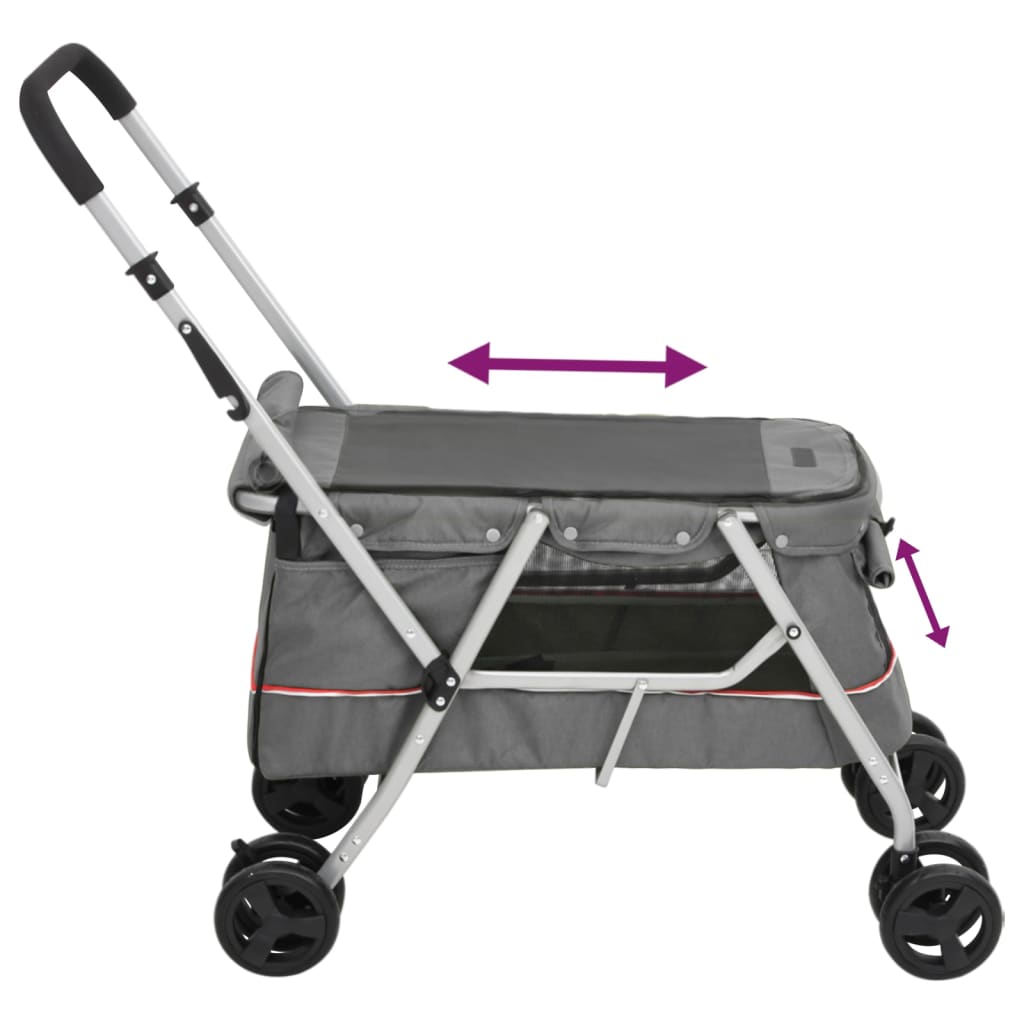 foldbar hundeklapvogn 100x49x96 cm linned grå
