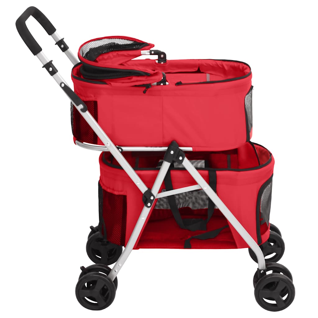 dobbelt hundeklapvogn foldbar 83x48x97 cm oxfordstof rød