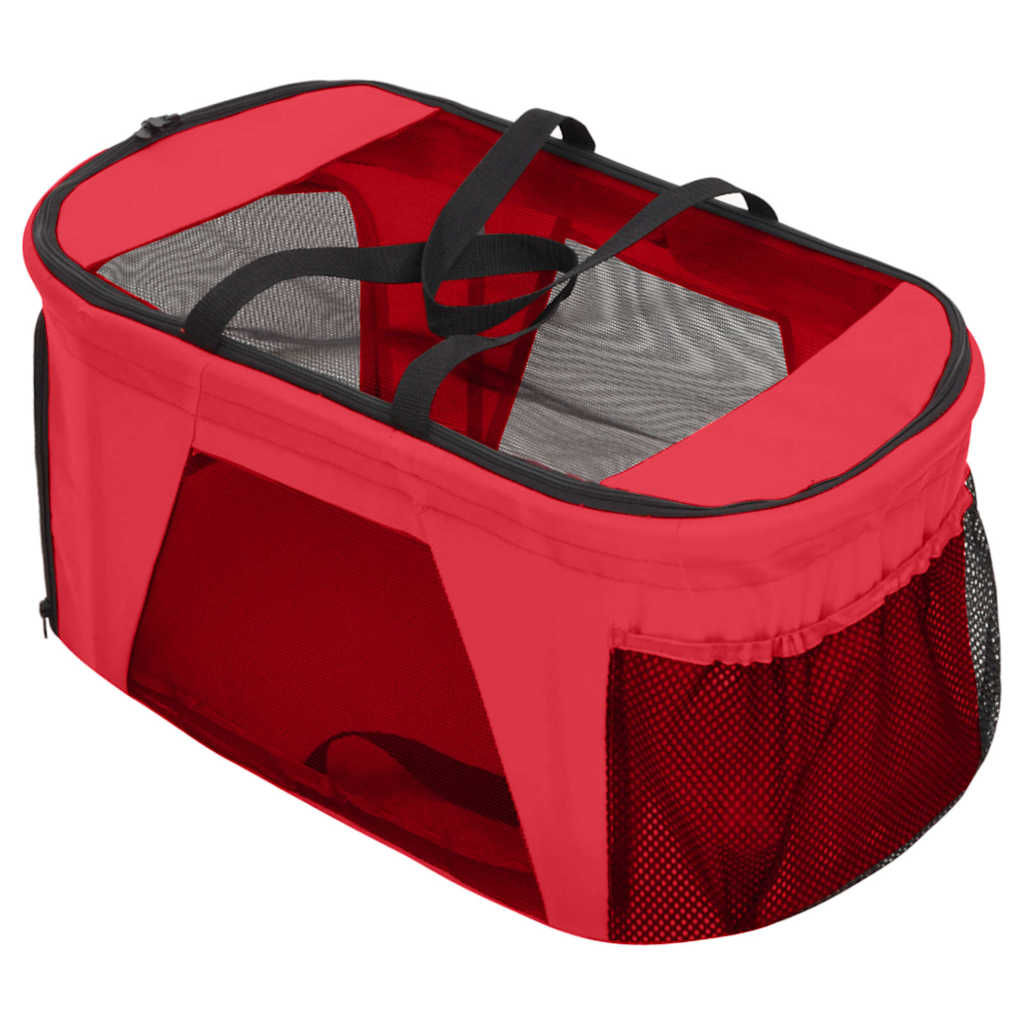 dobbelt hundeklapvogn foldbar 83x48x97 cm oxfordstof rød