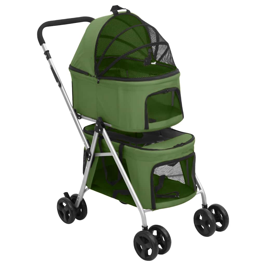 dobbelt hundeklapvogn foldbar 83x48x97 cm oxfordstof grøn billede