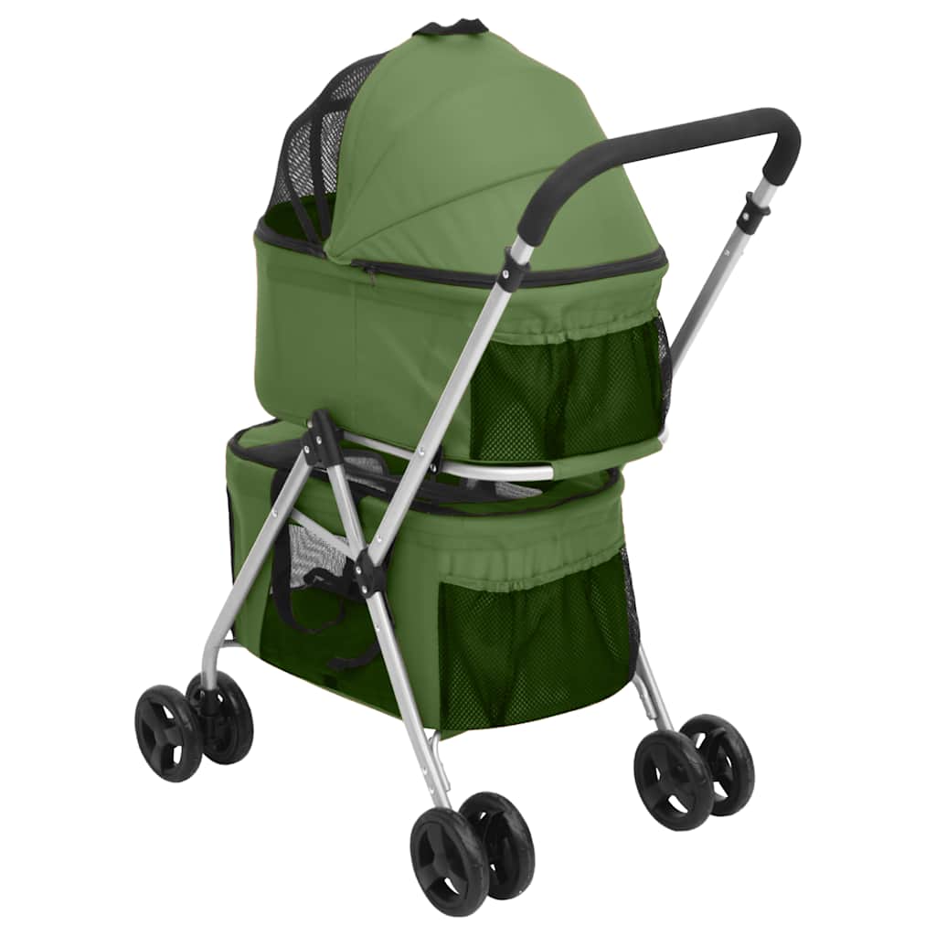 dobbelt hundeklapvogn foldbar 83x48x97 cm oxfordstof grøn