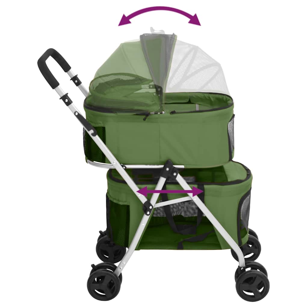 dobbelt hundeklapvogn foldbar 83x48x97 cm oxfordstof grøn
