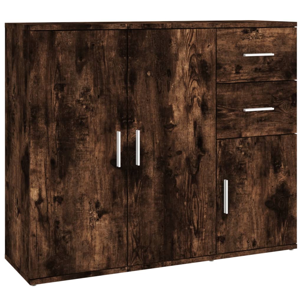 skænk 91x29,5x75 cm konstrueret træ røget egetræsfarve