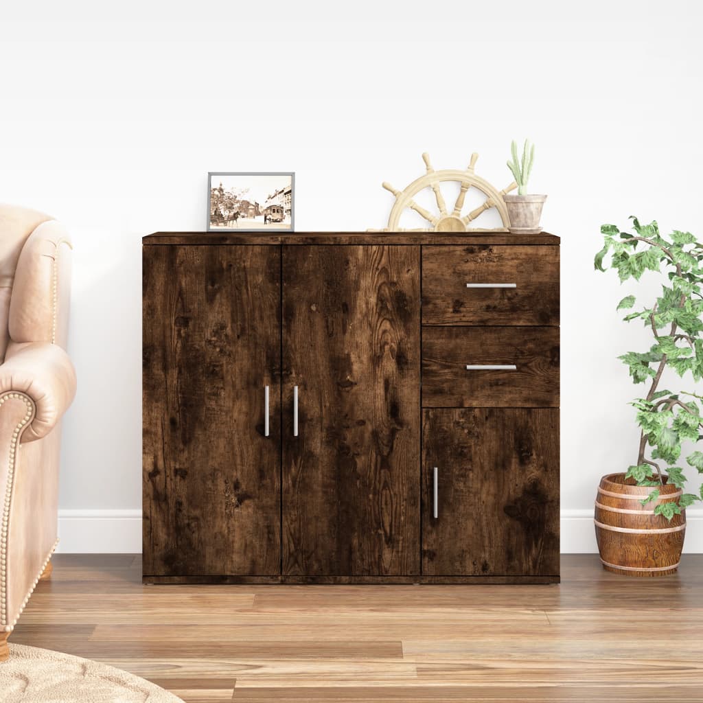 skænk 91x29,5x75 cm konstrueret træ røget egetræsfarve