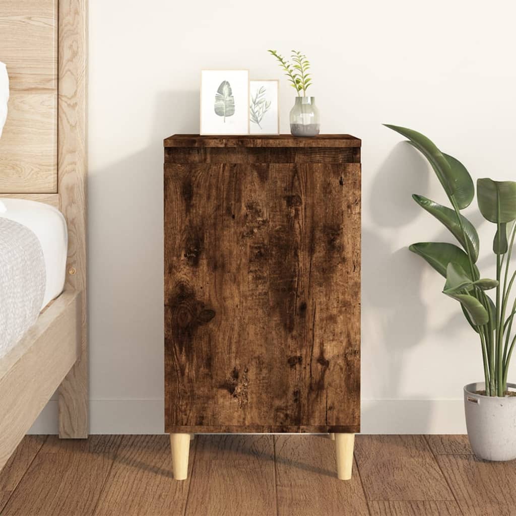 sengebord 40x35x70 cm konstrueret træ røget egetræsfarve billede
