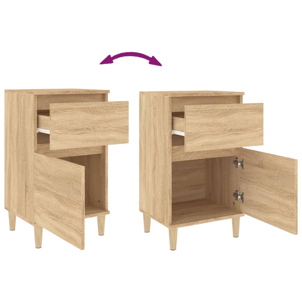 sengeborde 2 stk. 40x35x70 cm sonoma-eg