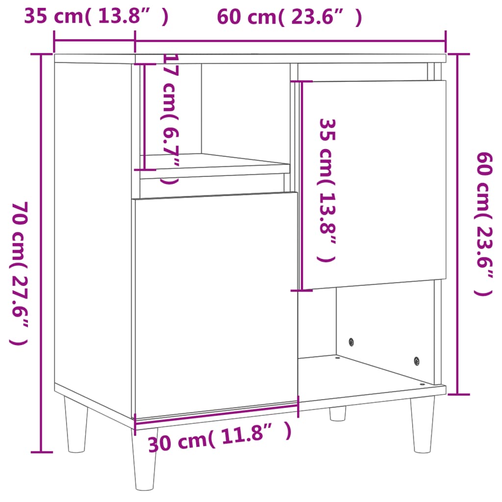 skænk 60x35x70 cm konstrueret træ hvid