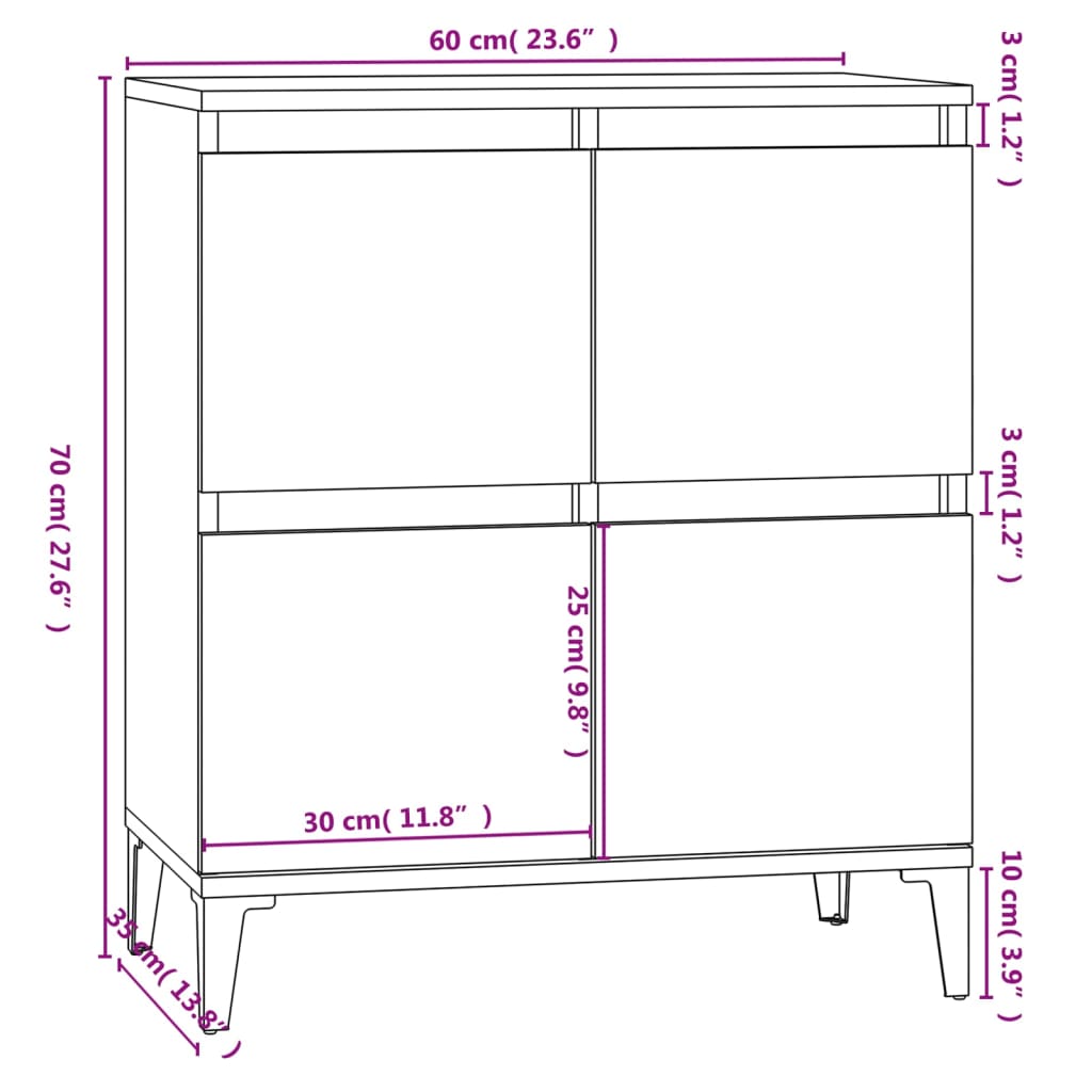 skænk 60x35x70 cm konstrueret træ sonoma-eg