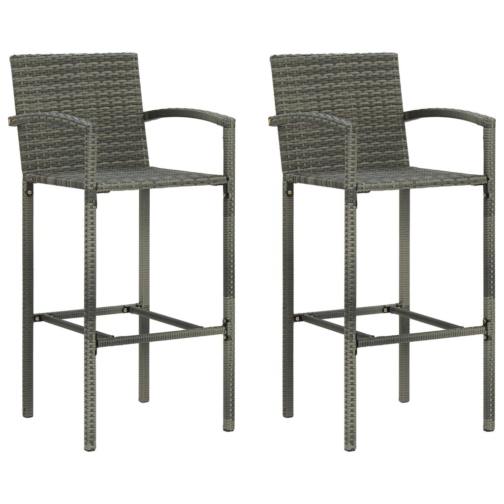 barstole 2 stk. polyrattan grå